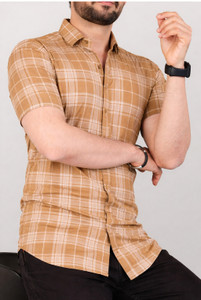 Solbiza Men Self Design Casual Brown Shirt