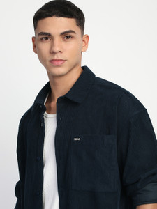 THE BEAR HOUSE Men Self Design Casual Blue Shirt