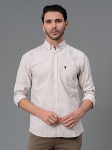 RED TAPE Men Solid Casual Beige Shirt