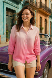 METRONAUT Women Dyed/Ombre Casual Pink Shirt