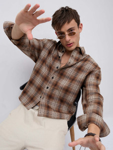 VASTRADO Men Checkered Casual Brown Shirt - Image 6