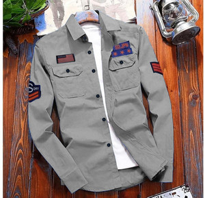 SHIRTZONE पुरुषों के लिए सॉलिड कैज़ुअल ग्रे  शर्ट