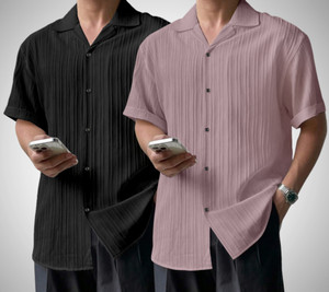HaloMens Men Self Design, Solid Casual Multicolor Shirt