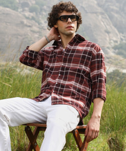 CAMPUS SUTRA Men Checkered Casual Brown Shirt