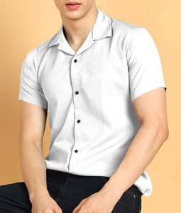 COMBRAIDED Men Solid Formal White Shirt
