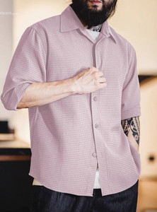 MOXTE Men Self Design Casual Pink Shirt