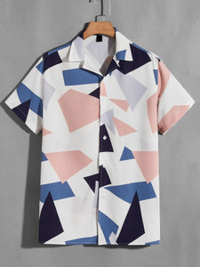 LOOKMARK Men Printed, Color Block Casual White Shirt
