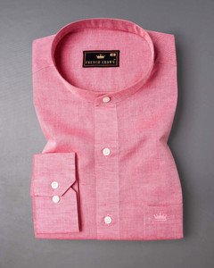 french crown Men Self Design Casual Pink Shirt