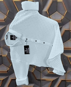 JACKBELLA Men Self Design Casual Light Blue Shirt