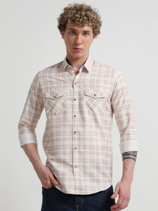 ROCKET SCIENCE Men Checkered Casual Pink Shirt