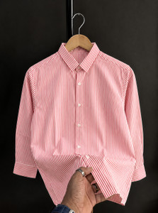MANCLUB Men Striped Casual White, Red Shirt - Image 6