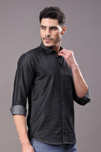 ZAYSH Men Washed Casual Black Shirt