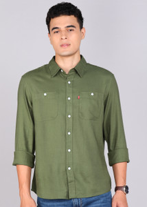 LEVI'S Men Solid Casual Green Shirt