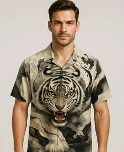 Zeeyneex Men Animal Print Casual Multicolor Shirt