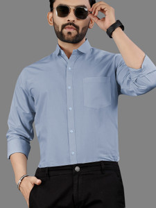 MILDIN Men Solid Formal Grey Shirt