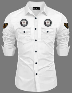 Blue dove Men Solid Casual White Shirt