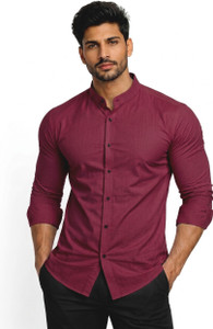 Sky Global Trading Men Solid Casual Maroon Shirt