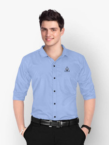 Marmic Fab Men Solid Formal Light Blue Shirt