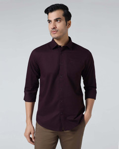 Blackberrys Men Solid Casual Maroon Shirt