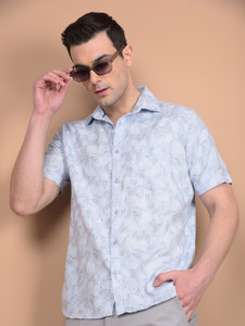 CRIMSOUNE CLUB Men Printed Casual Blue Shirt