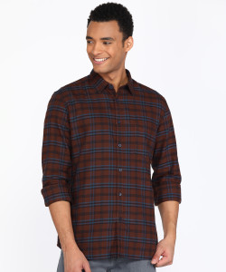 PARX Men Checkered Casual Red Shirt