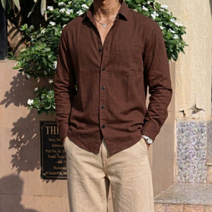 JERRY AND HANPHIL Men's Brown Casual Shirt - Image 6