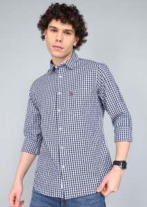 U.S. POLO ASSN. पुरुषों के लिए चेकर्ड कैज़ुअल नीला  शर्ट