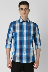 VAN HEUSEN SPORT Men Checkered Casual Blue Shirt