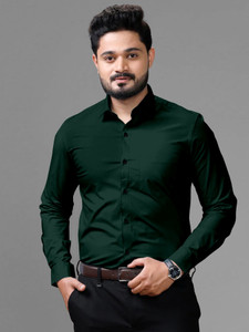 DHADUK Men Solid Formal Dark Green Shirt