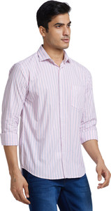 PARK AVENUE Men Striped Casual Purple Shirt