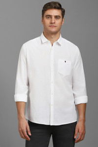Louis Philippe Jeans Men Solid Casual White Shirt