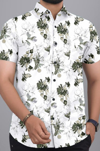 Radiance Creations Men Printed Casual Green Shirt