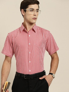 Hancock Men Checkered Formal Red, White Shirt