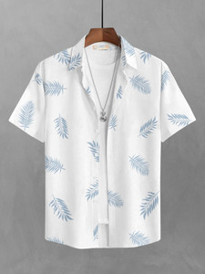 Bullmer Men Printed Casual White Shirt