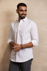 EVIQE Men Solid Formal White Shirt