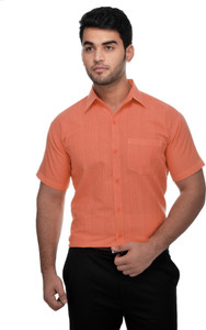 DESHBANDHU KHADI Men Solid Formal Orange Shirt
