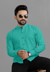 VTEXX Men Solid Formal Light Green Shirt