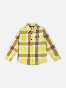 Pepe Jeans Boys Checkered Casual Yellow, Brown, White Shirt Buy