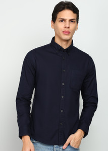 FLYING MACHINE Men Solid Casual Blue Shirt