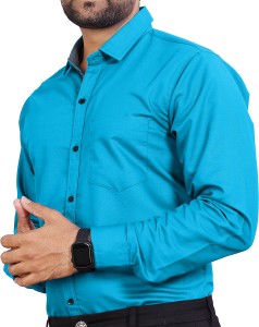 METRONAUT Men Solid Formal Blue Shirt