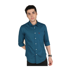 U.S. POLO ASSN. Men Solid Casual Blue Shirt
