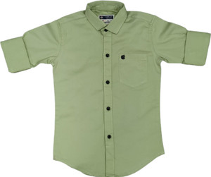 SKY PEARL Boys Solid Casual Light Green Shirt