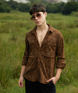 CAMPUS SUTRA Men Printed Casual Brown Shirt