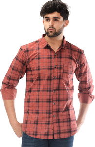 Tanip Men Checkered Casual Maroon Shirt