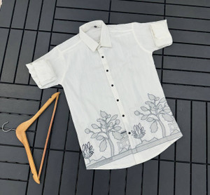 Fashionez Men Embroidered Casual White Shirt - Image 6