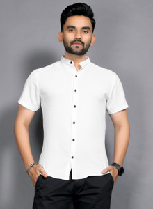 sti Men Solid Casual White Shirt