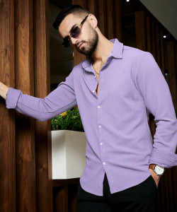 CAMPUS SUTRA Men Self Design Casual Purple Shirt