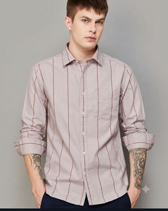 youth first Men Beige Striped Casual Shirt - Image 4