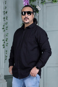 Burly Bloke Men Solid Casual Black Shirt
