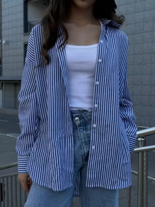 The Trending Company Women Striped Casual Blue Shirt